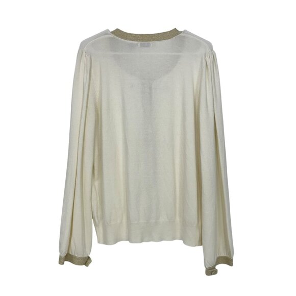 George Womens XL(16-18) Button Up Cardigan Sweater Vanilla Dream With Bow Detail - Picture 13 of 13